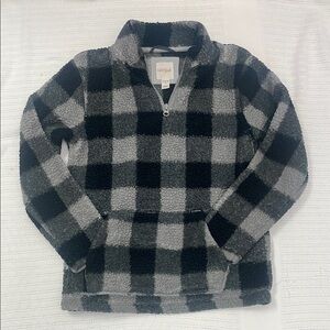 Cat & Jack Black and Gray Checkered Fleece Pullover
